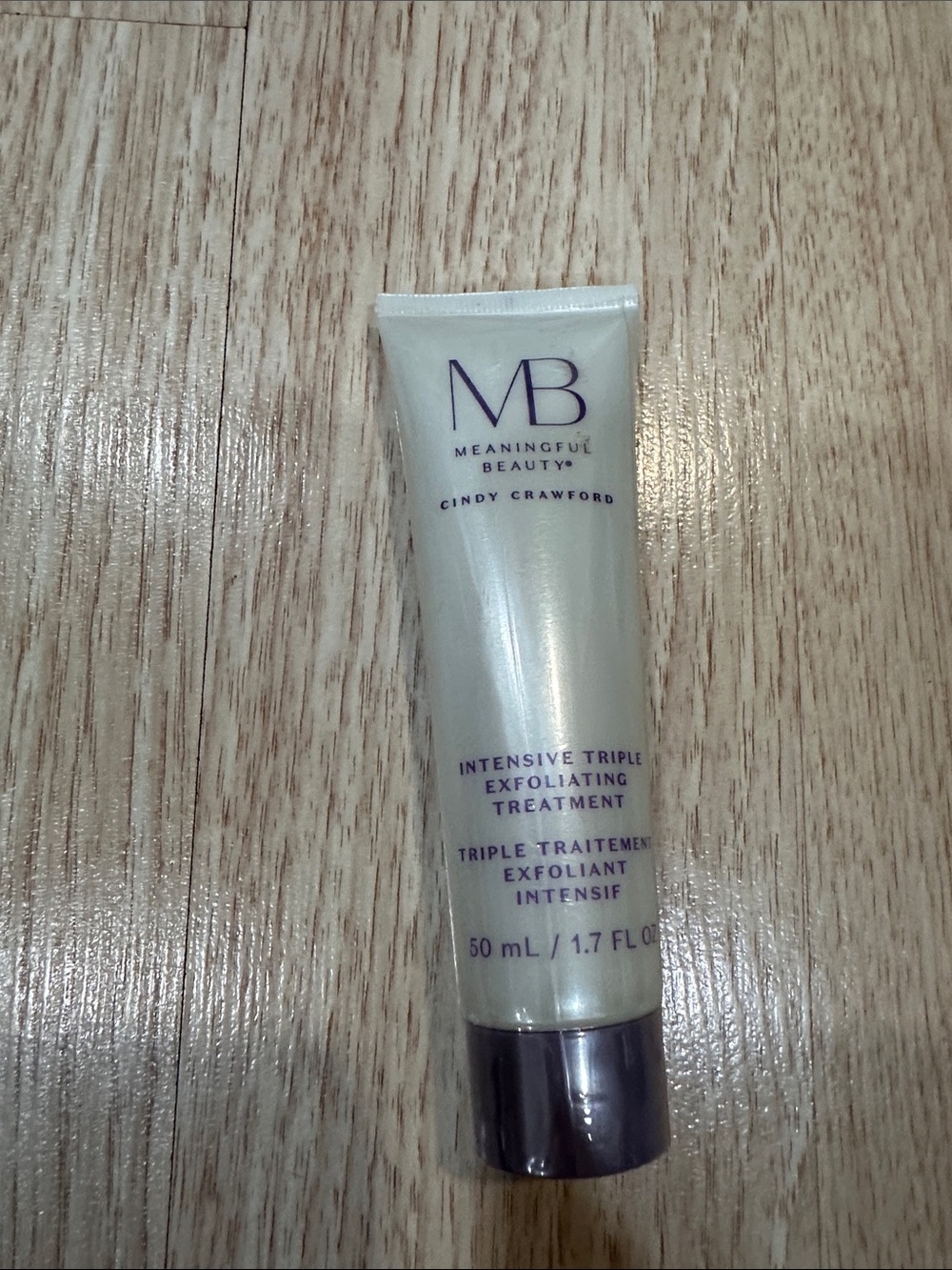 Meaningful Beauty Exfoliating Treatment Tube - Pearl White & Purple Text